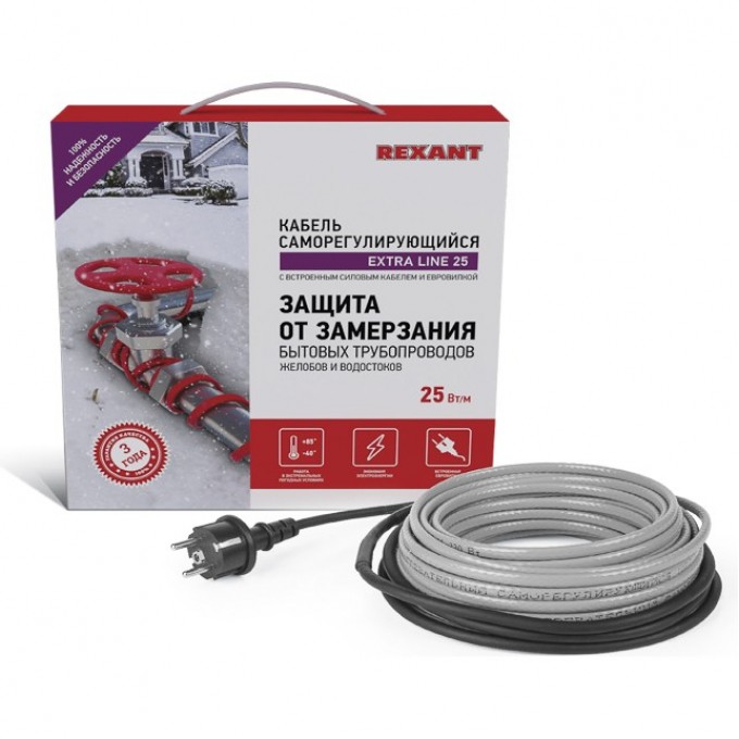 Кабель REXANT EXTRA LINE 25MSR-PB 25 м/625 Вт греющий саморегулирующийся 51-0648