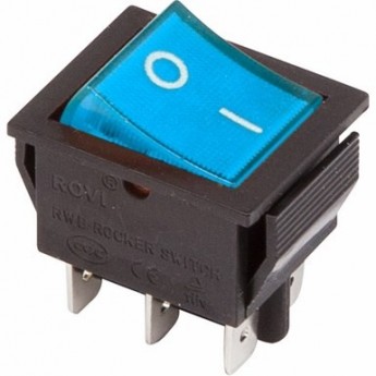 Переключатель клавишный REXANT RWB-506 250V 15А синий с подсветкой