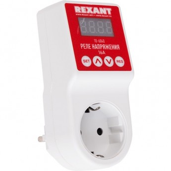 Реле напряжения «вилка-розетка» REXANT c дисплеем 16А