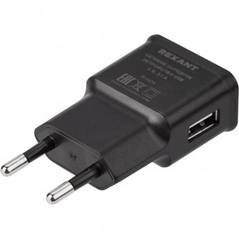 Сетевое зарядное устройство REXANT USB, 5V, 2.1 A, черное